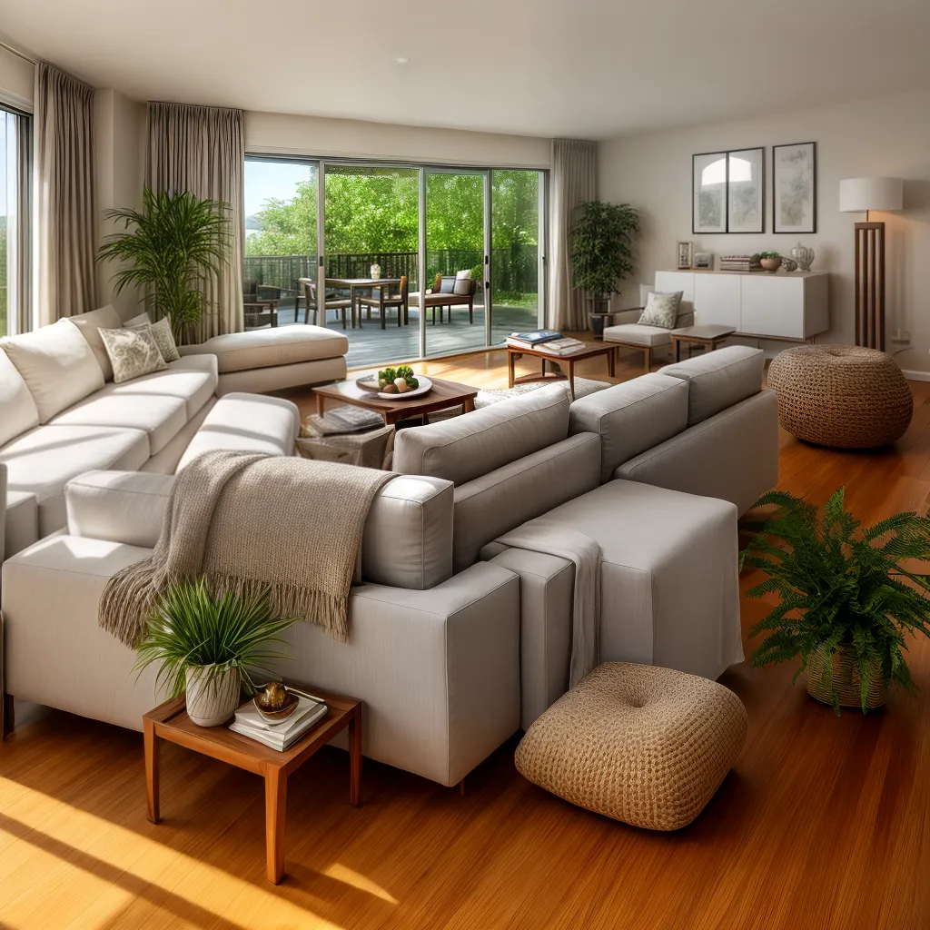 sala decorada serena feng shui