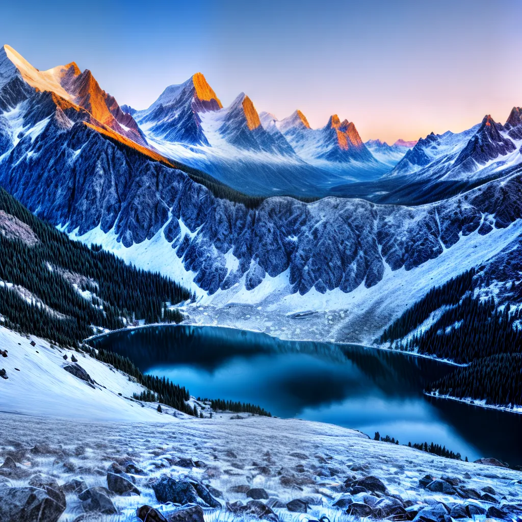 montanhas neve ceu azul paisagem montanhas neve ceu azul paisagem