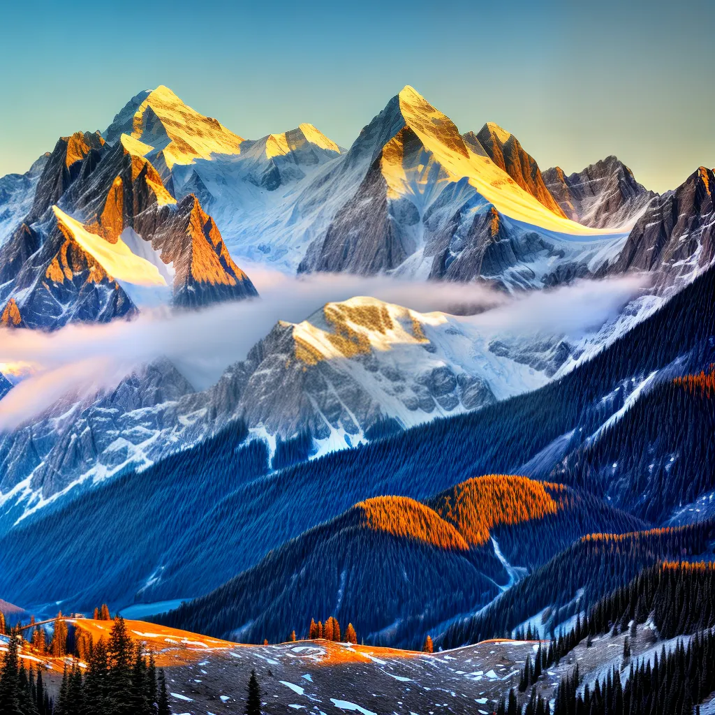 montanhas neve por do sol esplendor montanhas neve por do sol esplendor