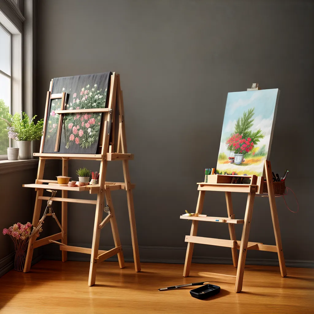 easel pintura sala iluminada natureza morta