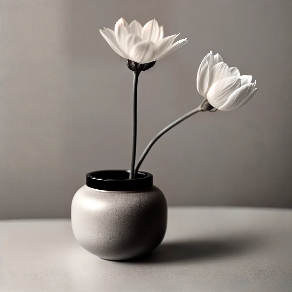 flor solitaria vaso branco preto flor solitaria vaso branco preto