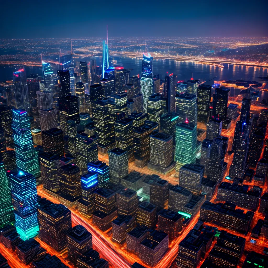 cidade futurista neon skyscrapers hovercars cidade futurista neon skyscrapers hovercars