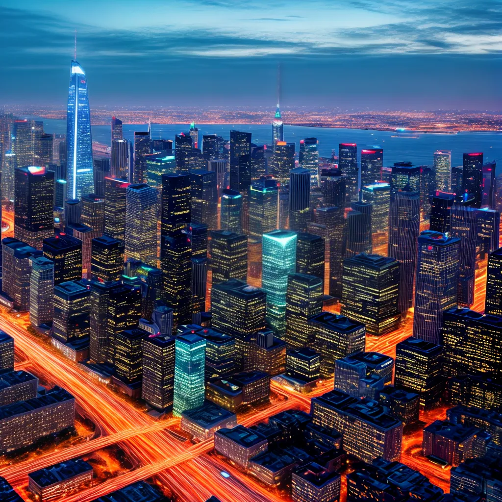 cidade futurista skyscrapers cores vibrantes cidade futurista skyscrapers cores vibrantes
