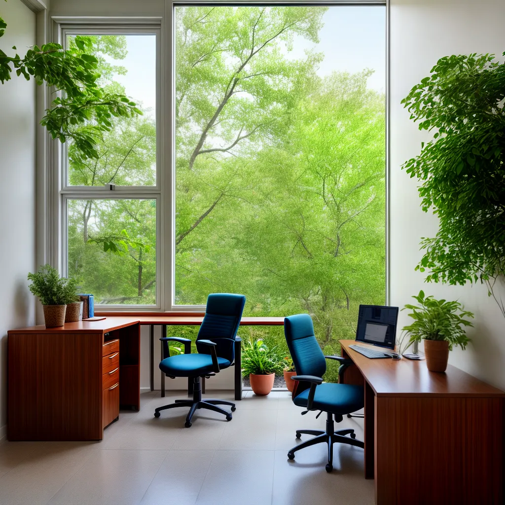 escritorio jardim verde fengshui