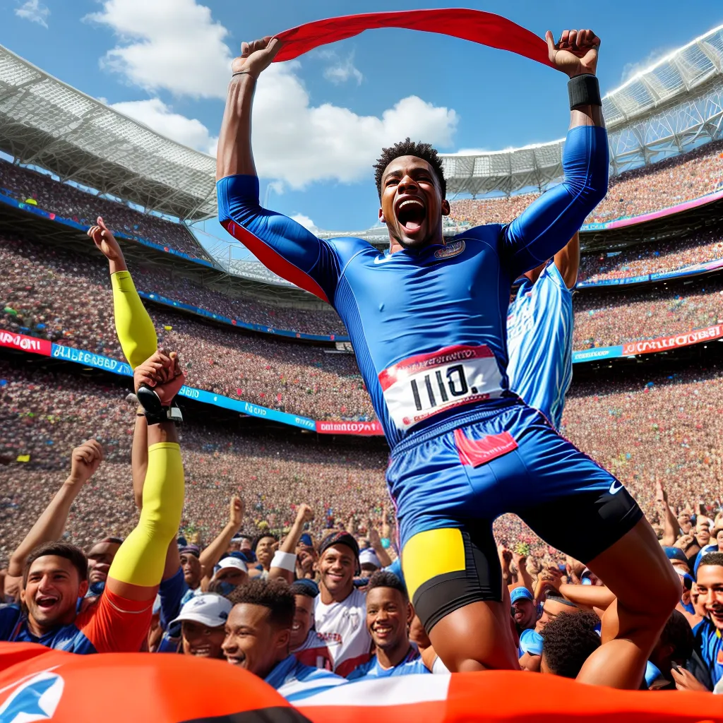 atleta triunfo ar livre estadio