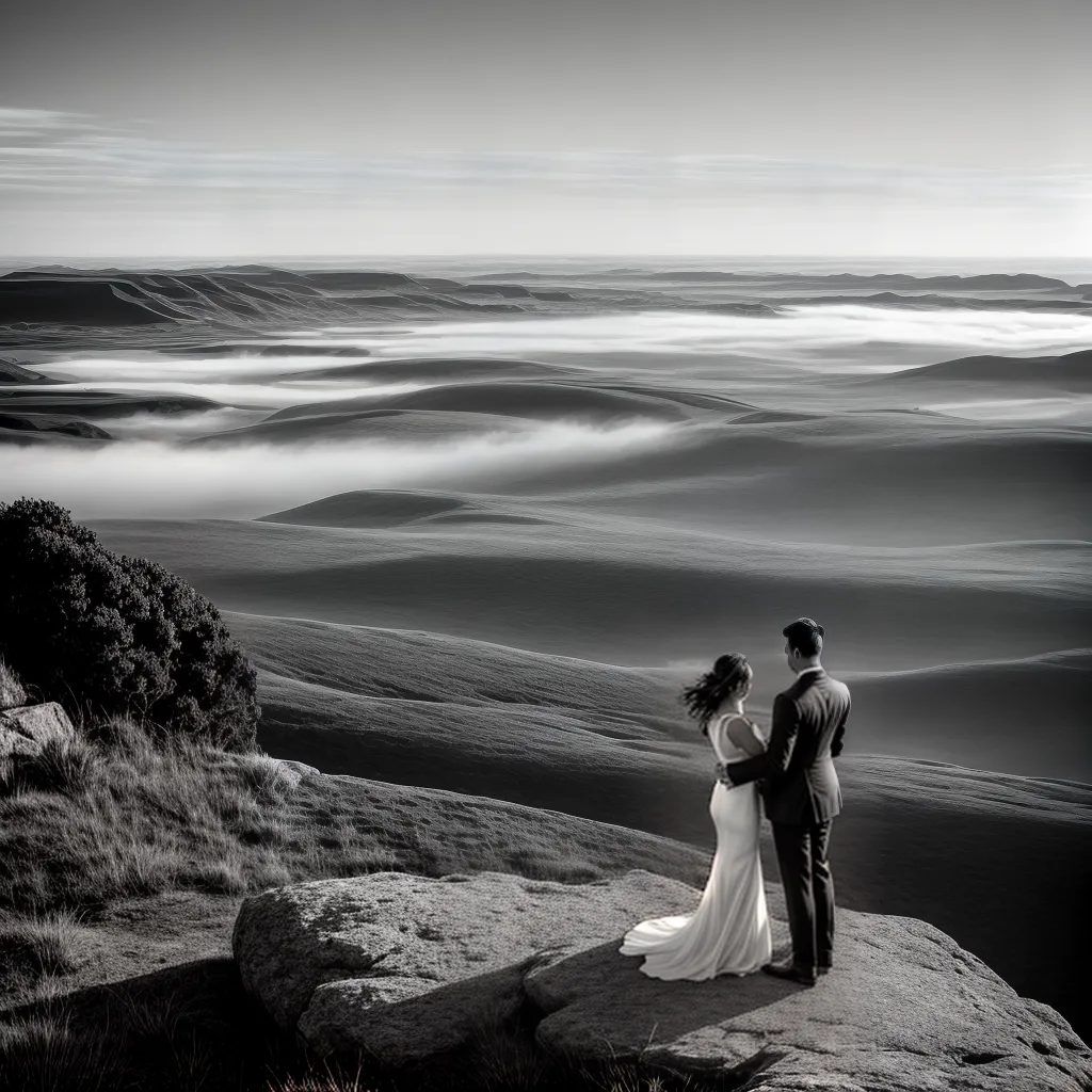 casal cliff paisagem nevoeiro romantismo casal cliff paisagem nevoeiro romantismo