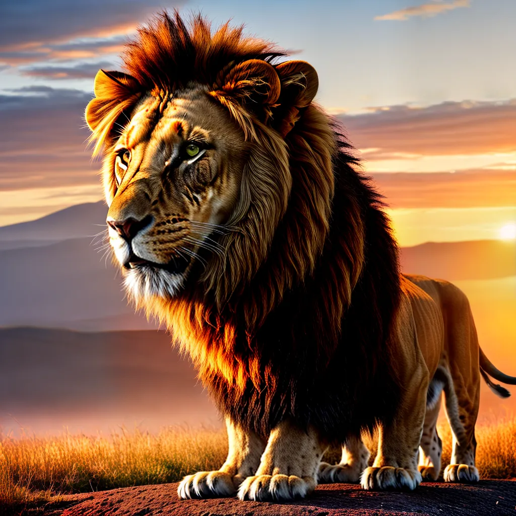 leao savana por do sol 5 leao savana por do sol 5