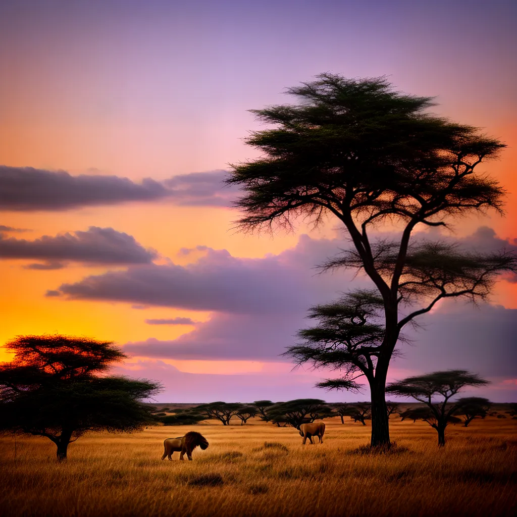 leao savana por do sol natureza leao savana por do sol natureza