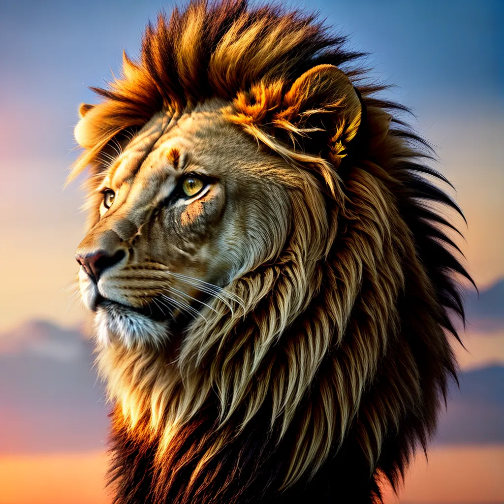 leao majestoso por do sol selvagem leao majestoso por do sol selvagem