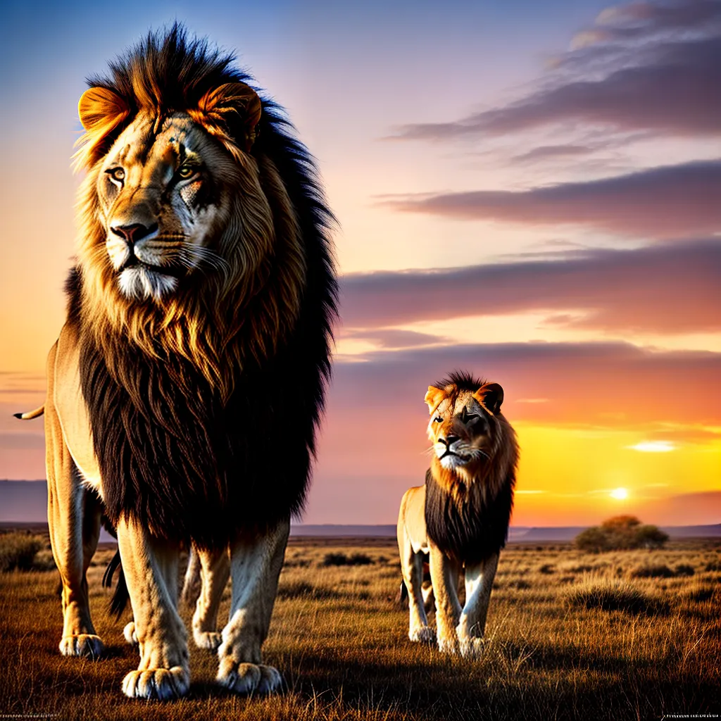 leao savana por do sol 6 leao savana por do sol 6