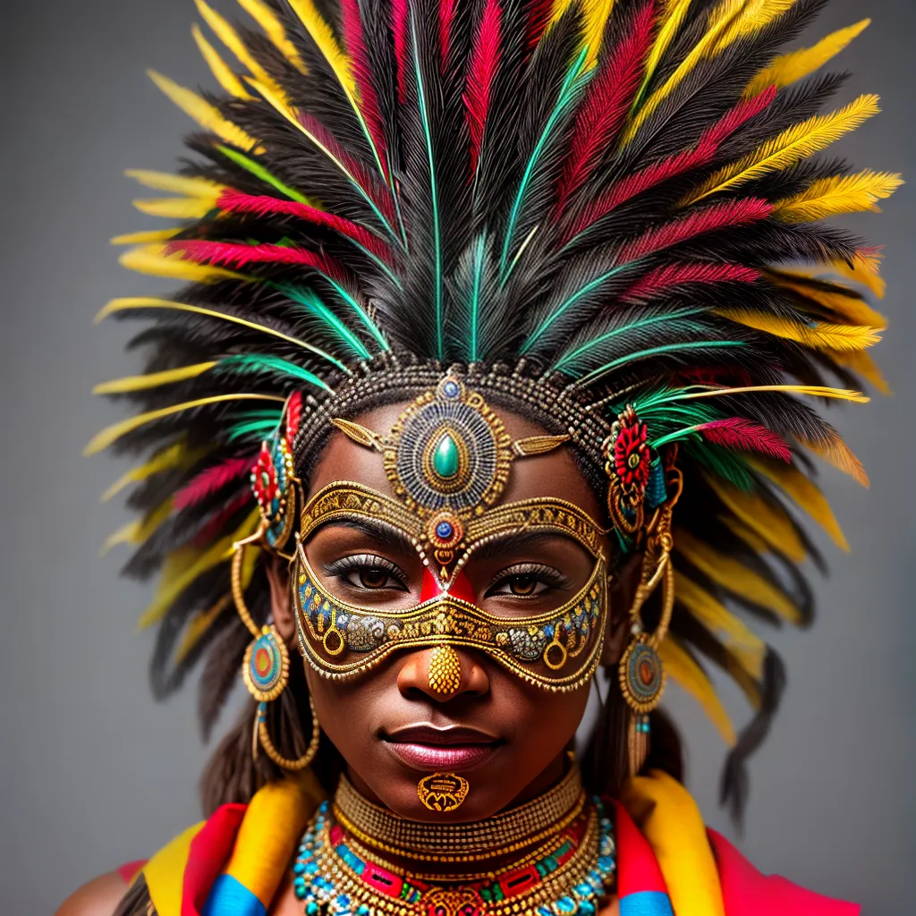 mascara tribal plumas ancestral