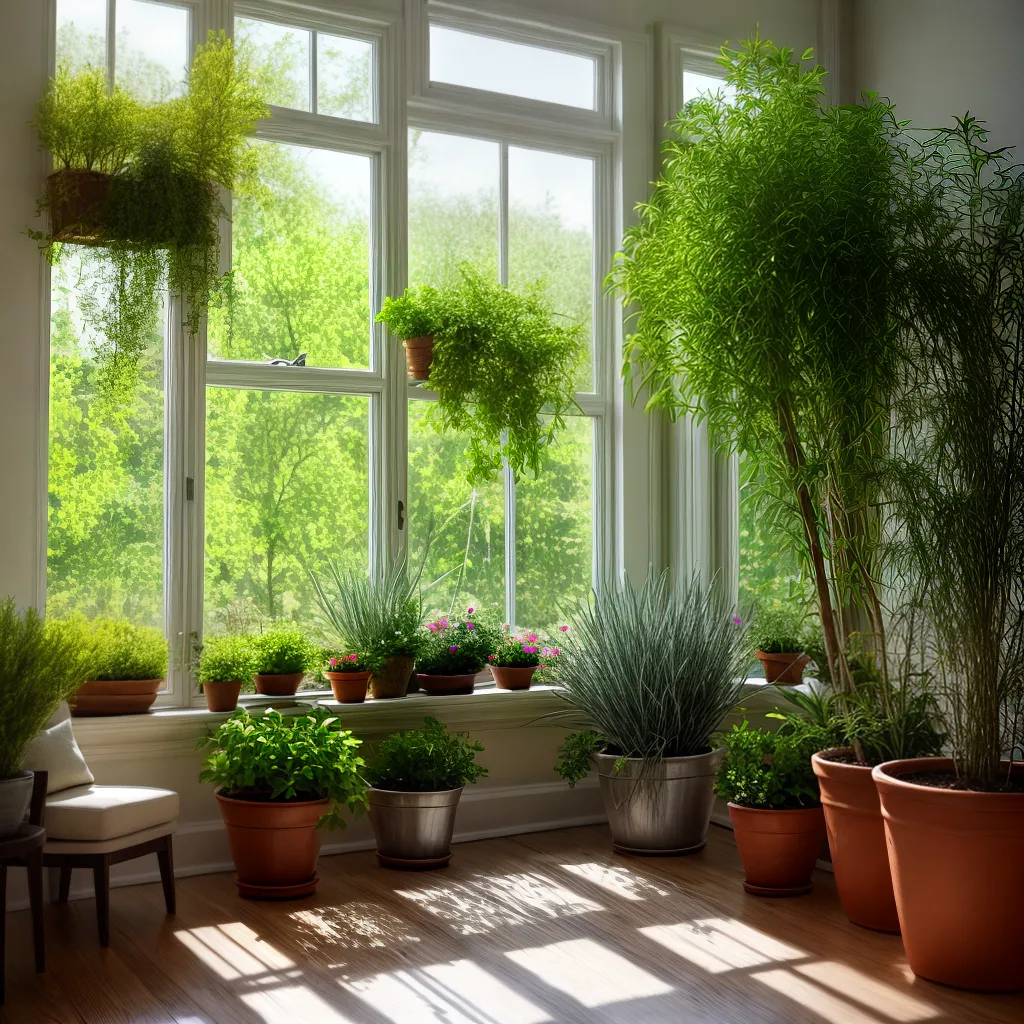 jardim interno ervas aromaticas luz suave