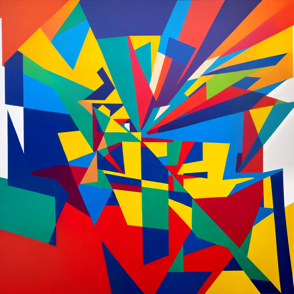pintura constructivista formas geometricas cores vibrantes
