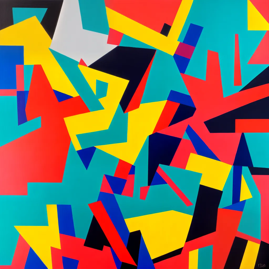 pintura abstrata geometrica cores vibrantes 6