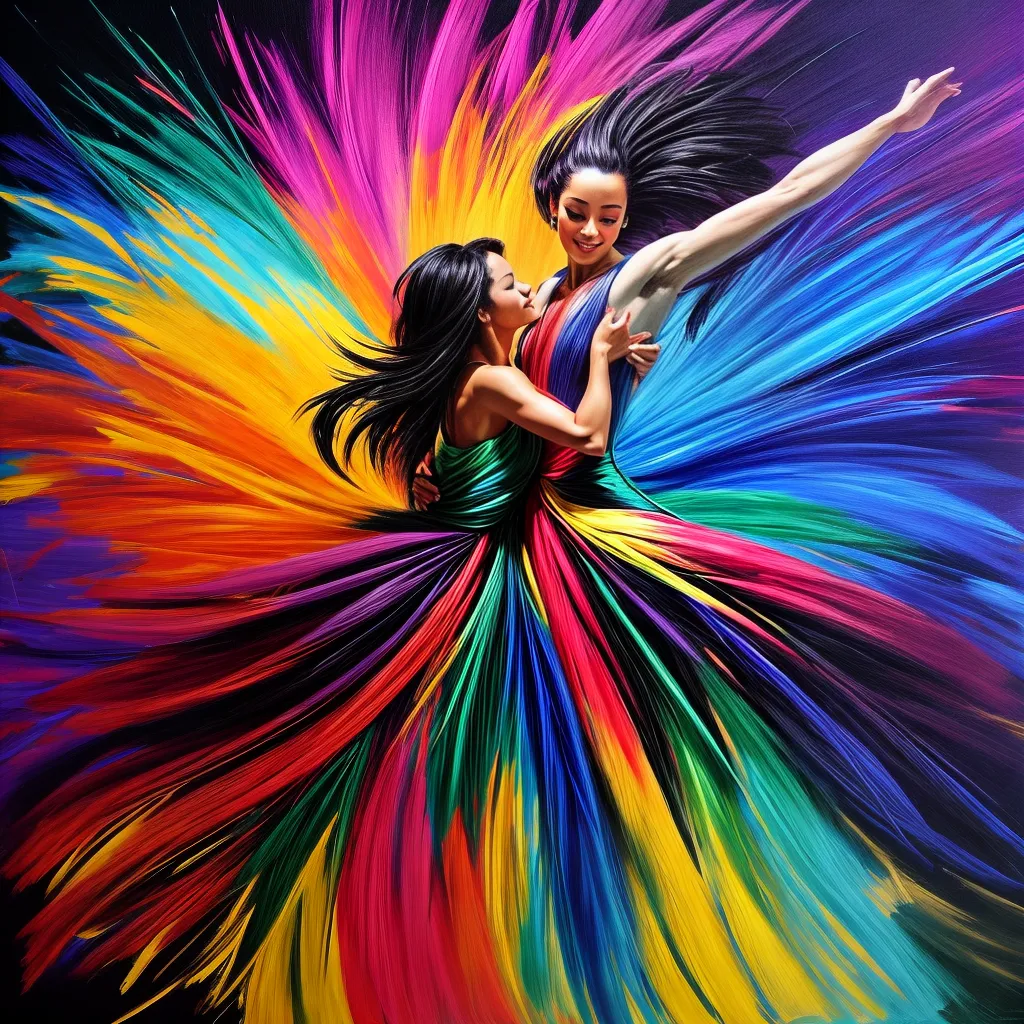dancarinos silhuetas pintura colorida