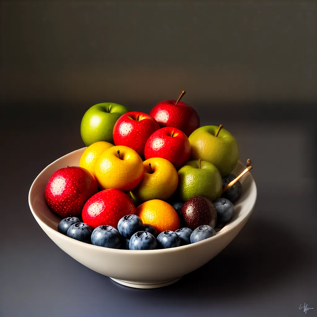 pintura hiperrealista bowl frutas
