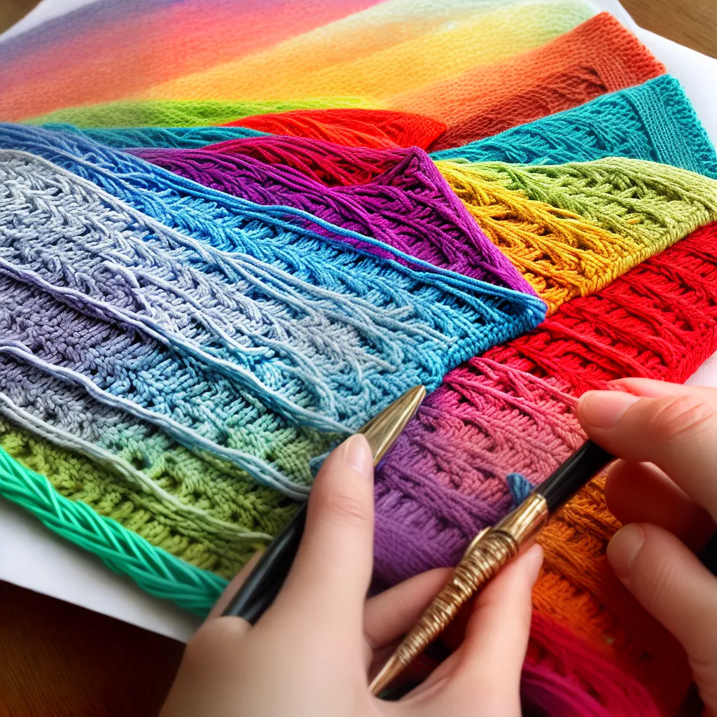 croche maos agulha linha colorida