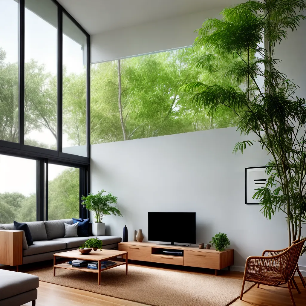 sala minimalista janela natural tecnologia