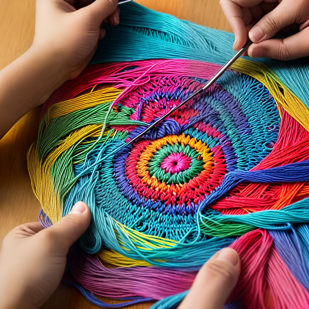 croche maos habilidosas tecido colorido