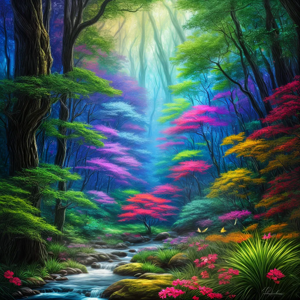 pintura floresta mistica criaturas fantasticas pintura floresta mistica criaturas fantasticas
