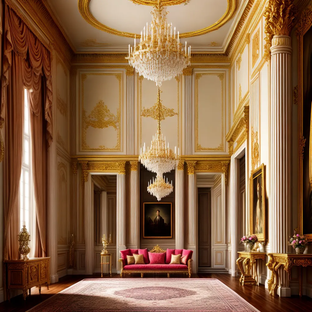 salao rococo mobiliario dourado elegante salao rococo mobiliario dourado elegante
