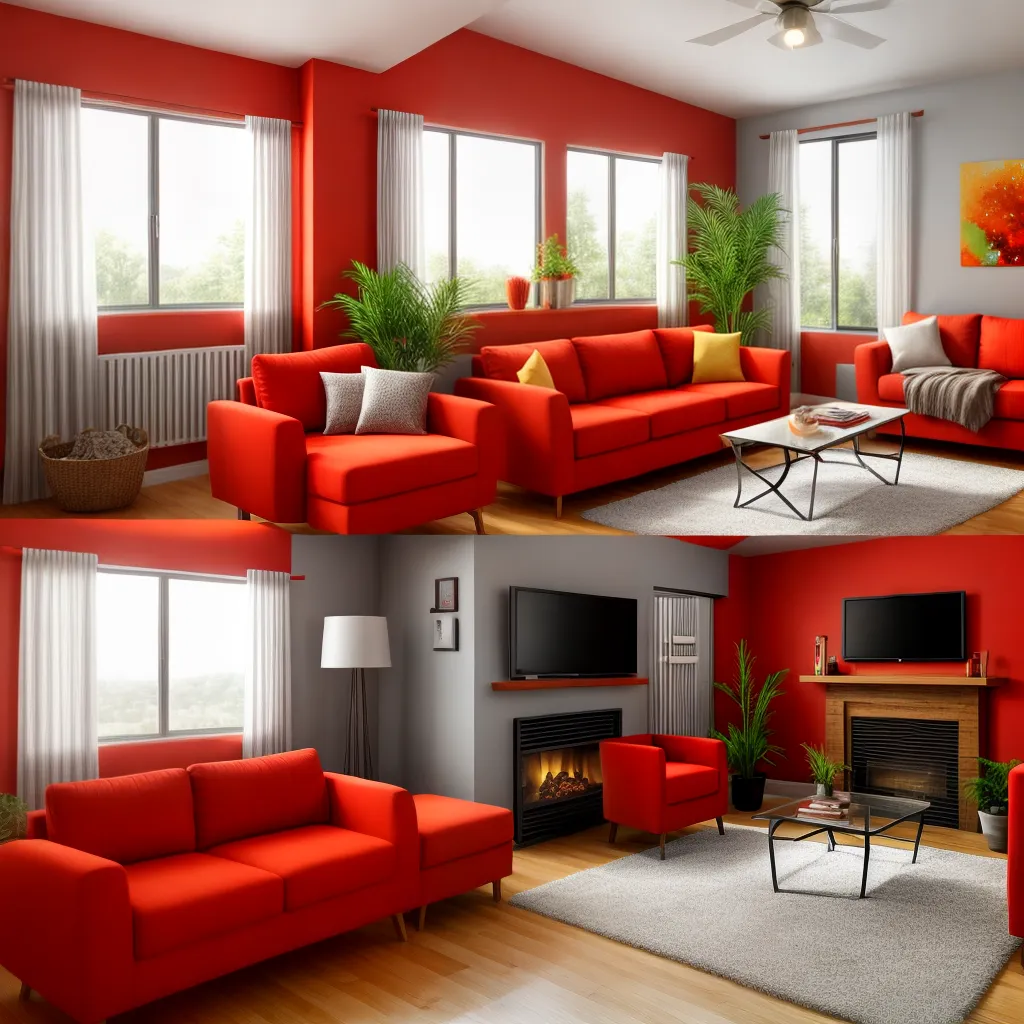 sala cores quentes sofa confortavel