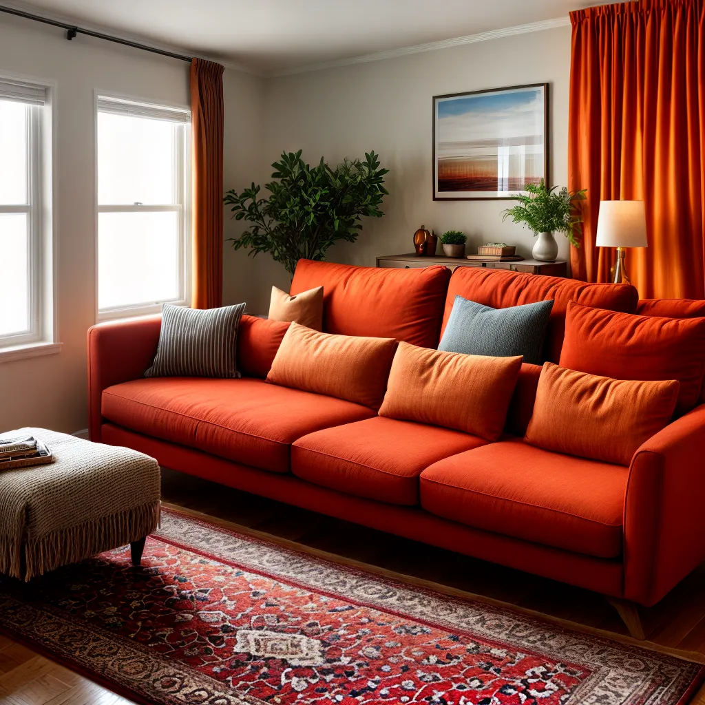 sala acoledora sofa vermelho iluminacao