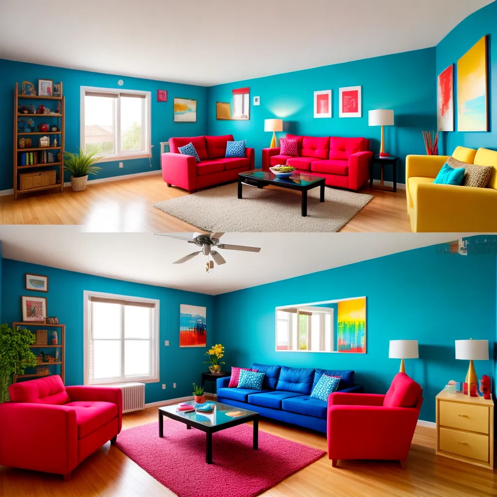 sala colorida mobiliario sofa azul vermelho sala colorida mobiliario sofa azul vermelho