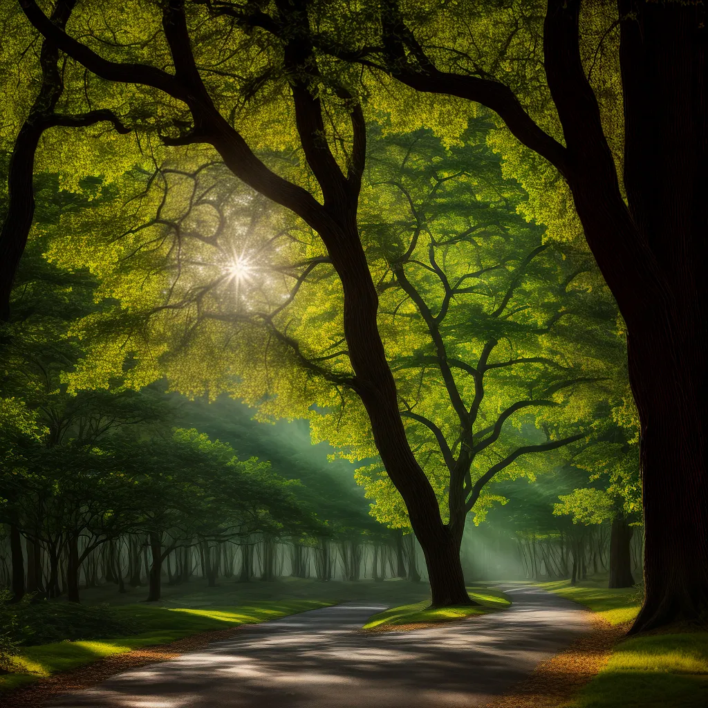 floresta crepusculo trilha arvores mitico