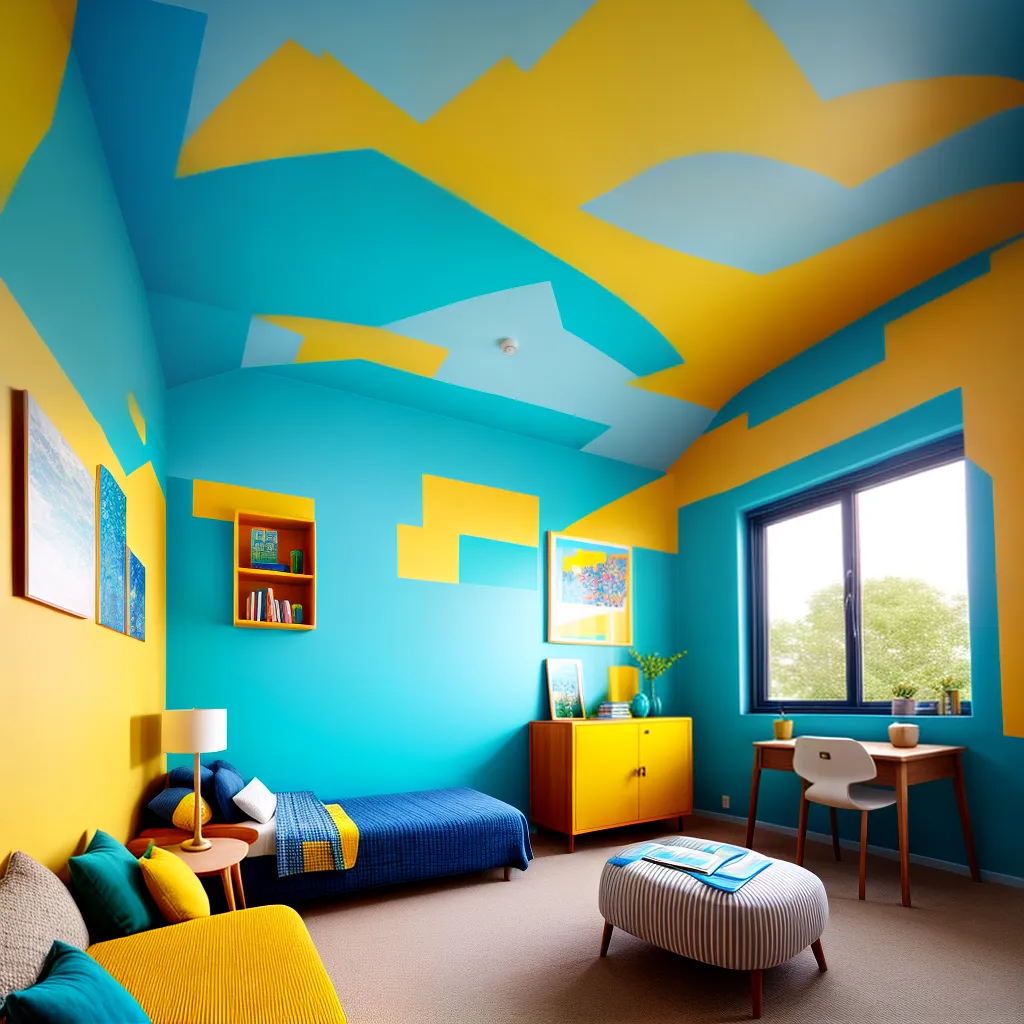 sala colorida paredes azul verde amarelo 1