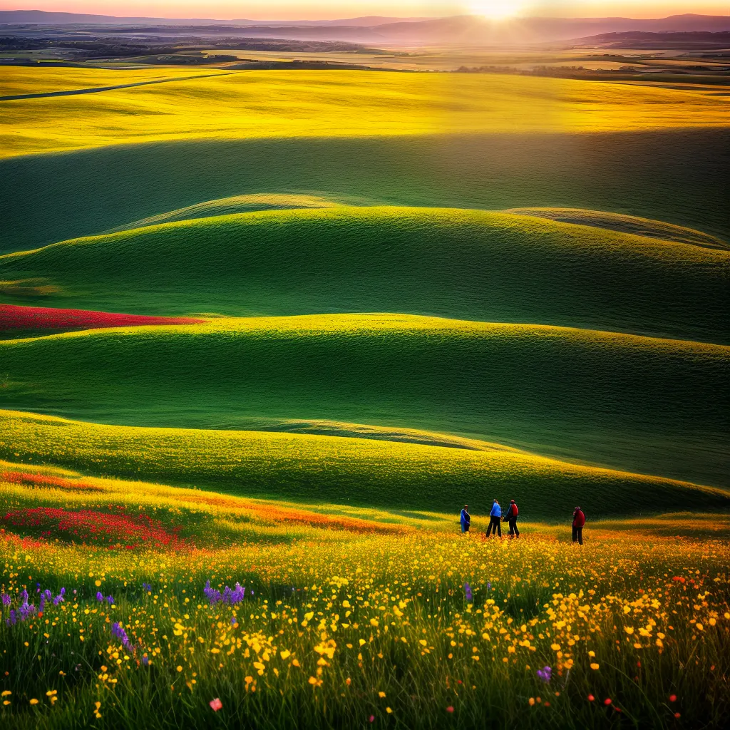 campo flores por do sol pesquisador