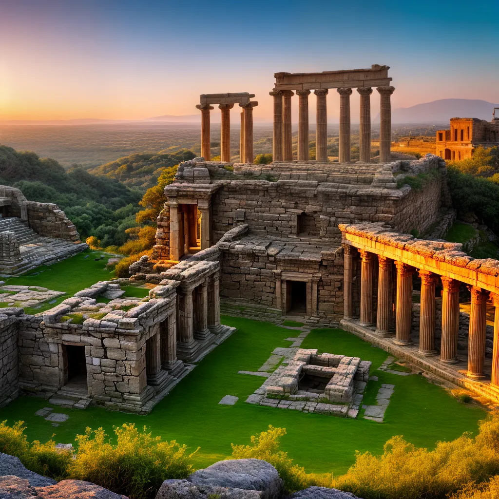 papel de parede por do sol ruinas misticas