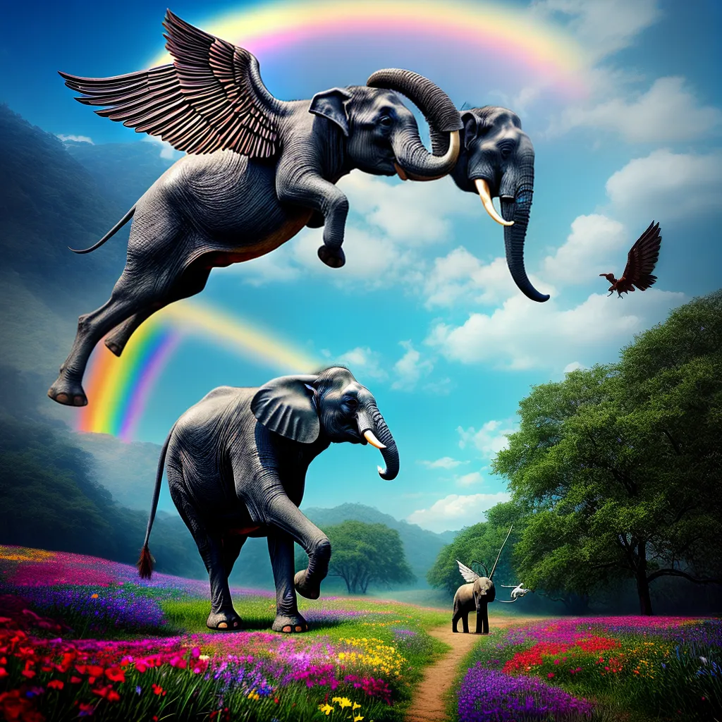 surrealismo magico relogio derretendo elefante alado