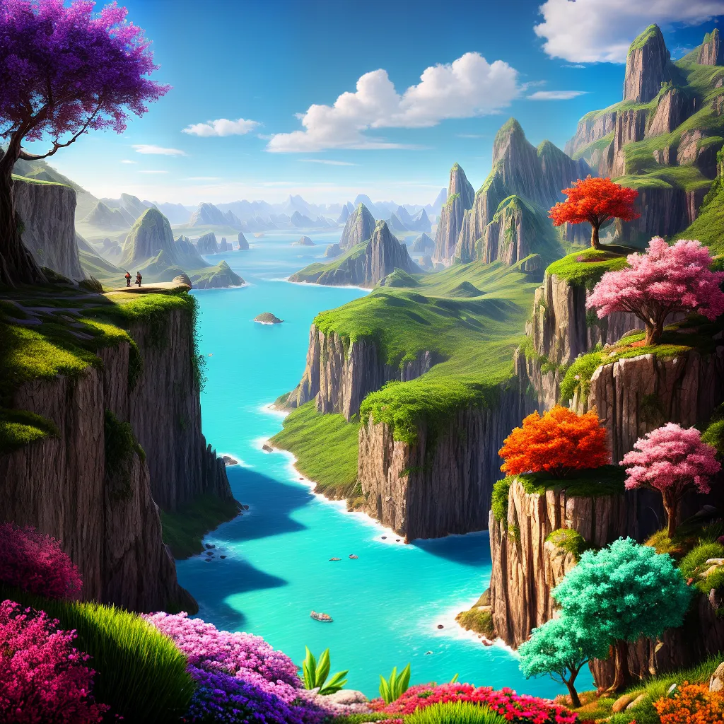 pintura sonho paisagem ilhas criaturas