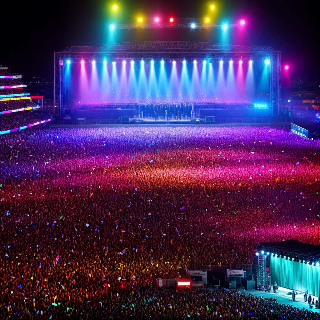 palco concerto colorido multidao energia palco concerto colorido multidao energia