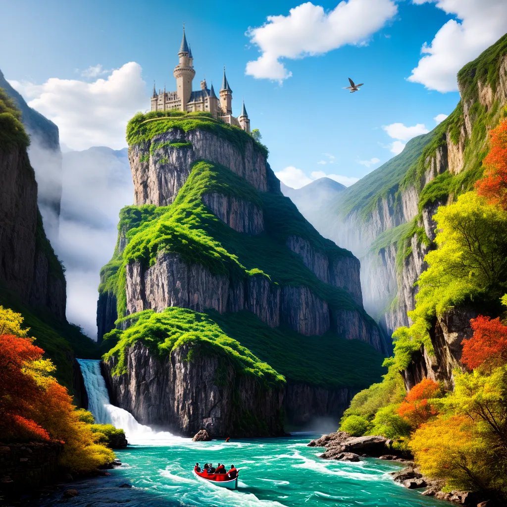 pintura paisagem livros passaros castelo