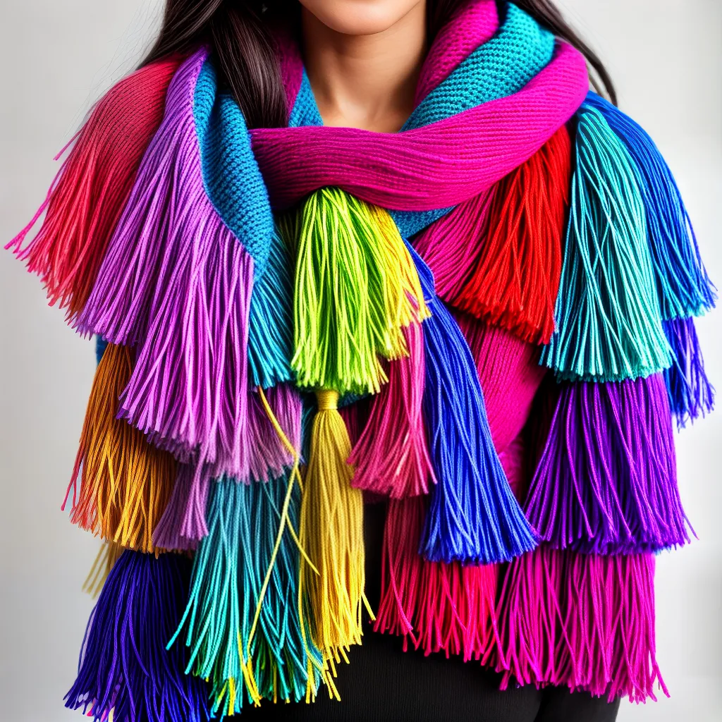 cachecol croche colorido franjas pompom cachecol croche colorido franjas pompom