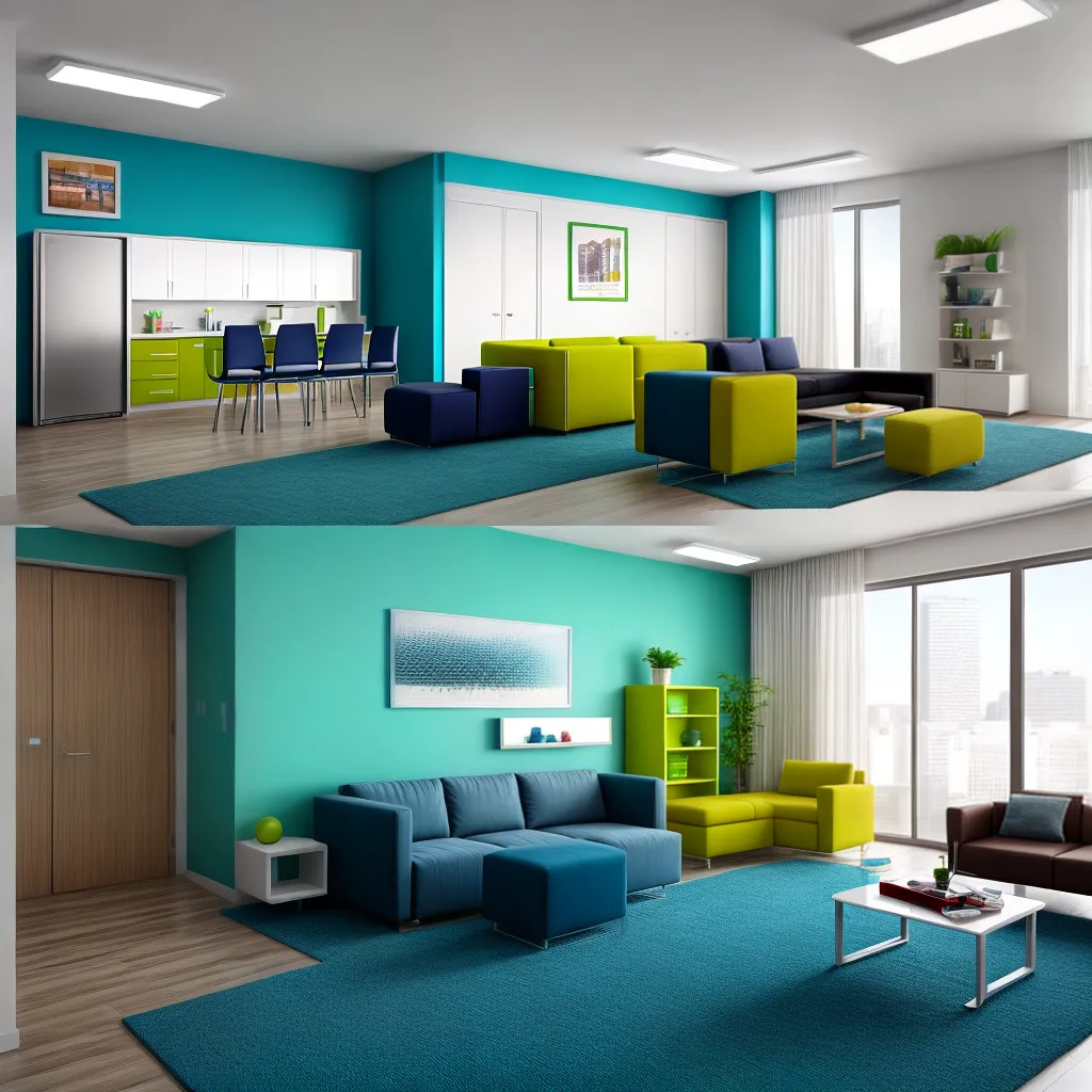espaco comercial moderno esquema de cores vibrante