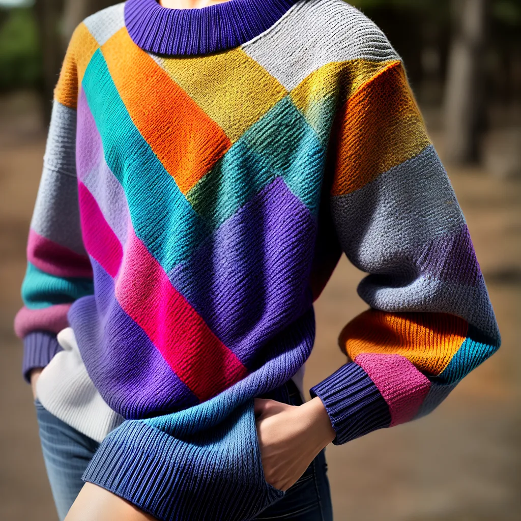 sueter tricotado intarsia geometrico colorido sueter tricotado intarsia geometrico colorido