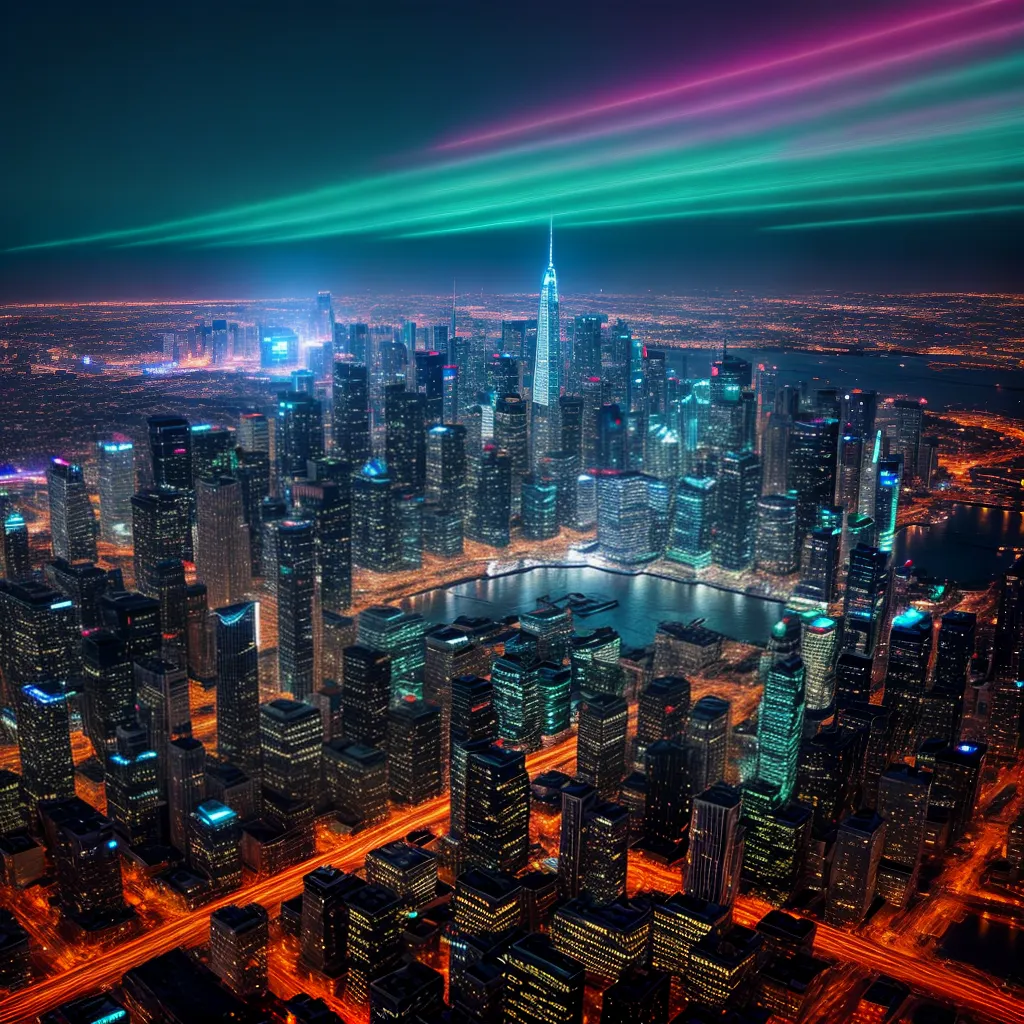 cidade futurista noite arranha ceus carros voadores cidade futurista noite arranha ceus carros voadores