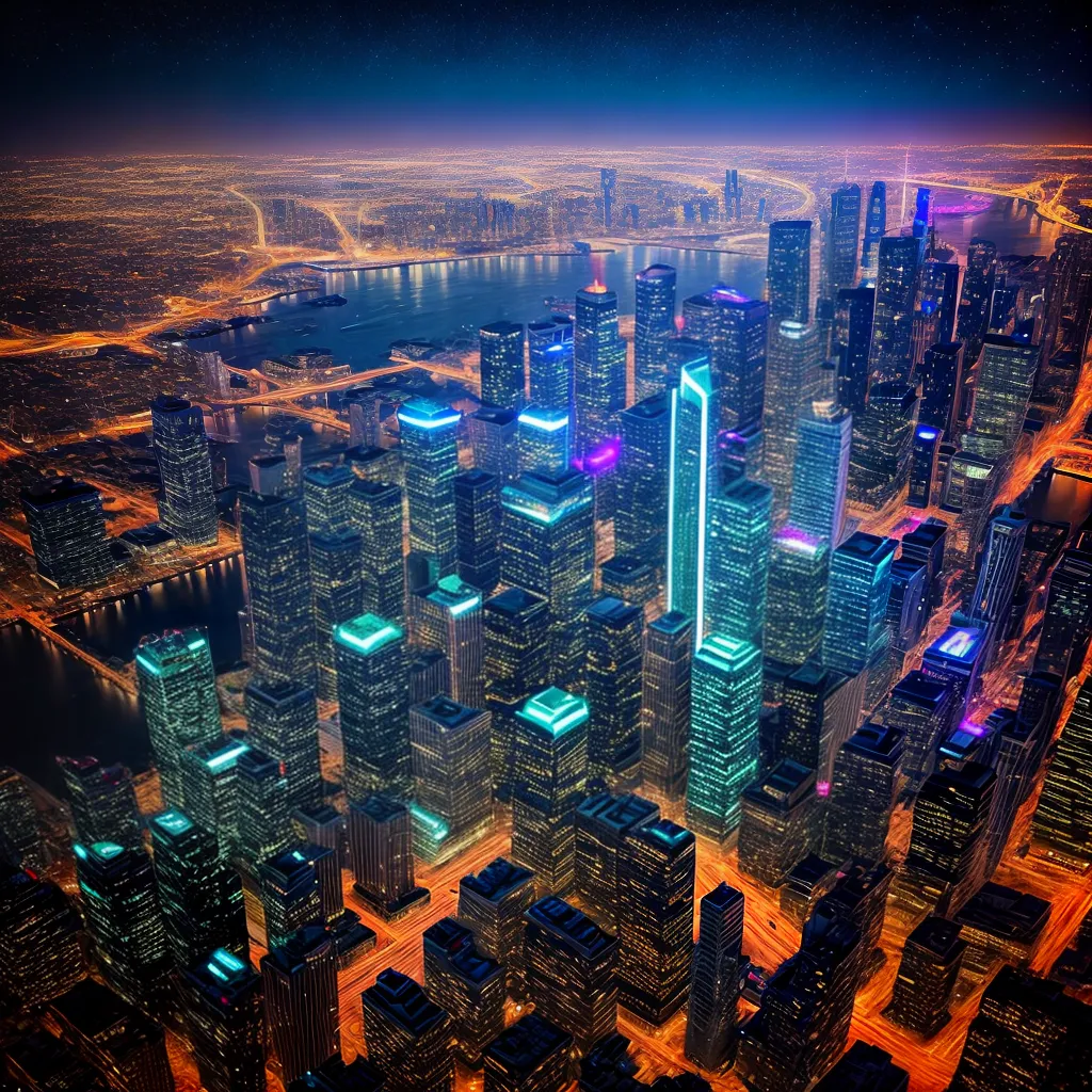 cidade futurista noite arranha ceus carros voadore cidade futurista noite arranha ceus carros voadore