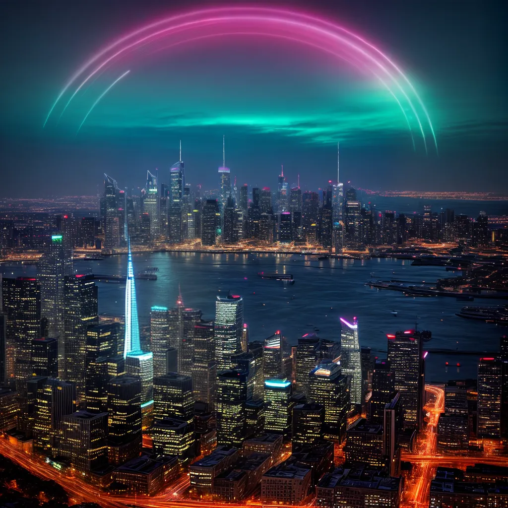 cidade futurista anoitecer arranha ceus cidade futurista anoitecer arranha ceus