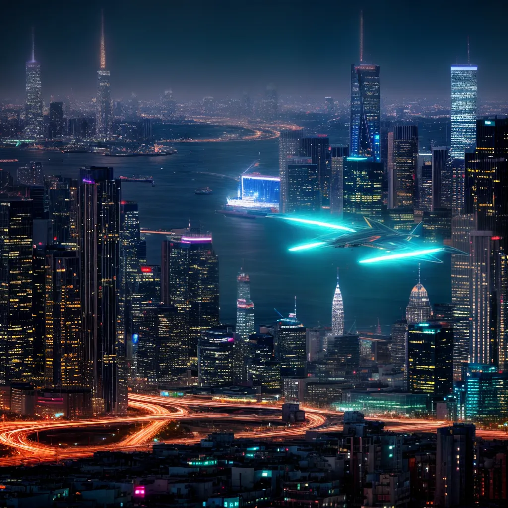 cidade futurista estrelas naves espaciais cidade futurista estrelas naves espaciais