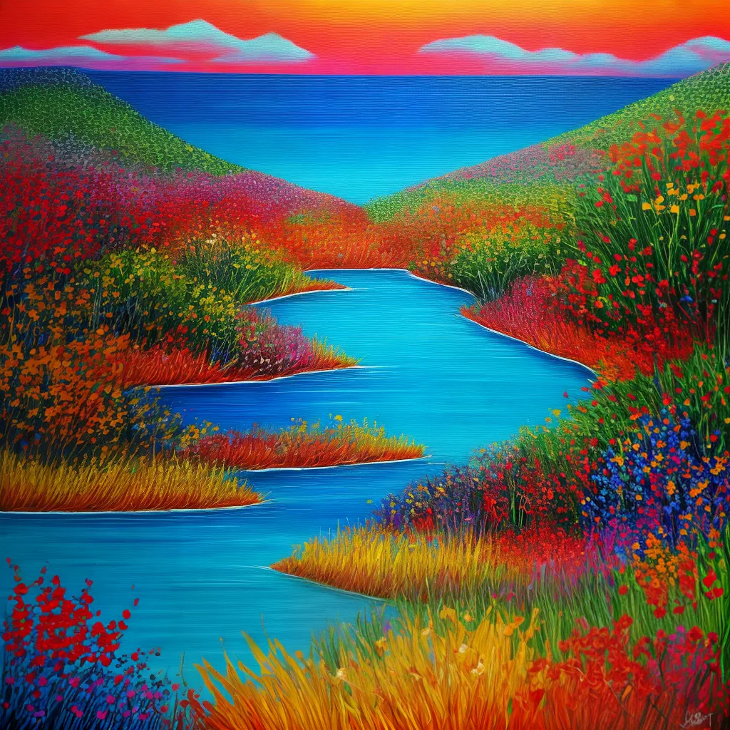 arte colorida paisagem surreal personagens arte colorida paisagem surreal personagens