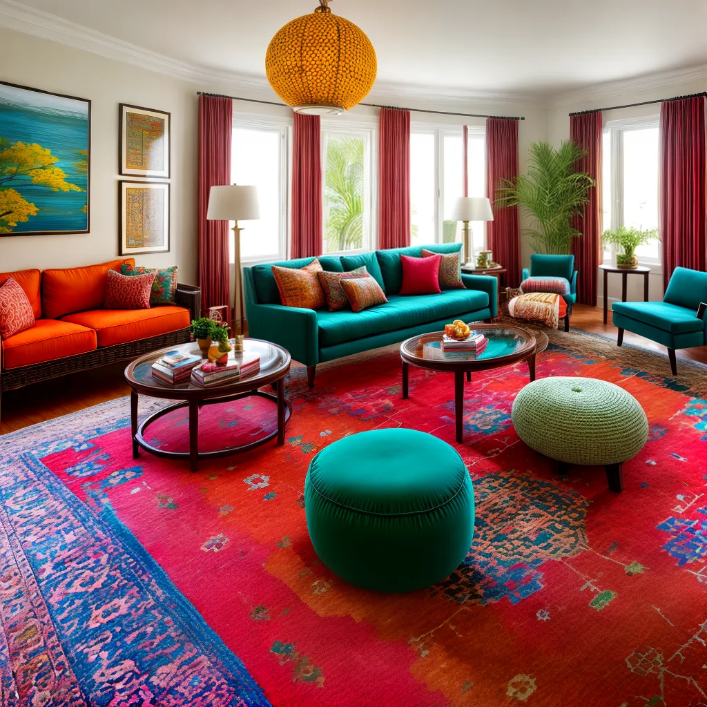 sala vibrante cores estampas mundo