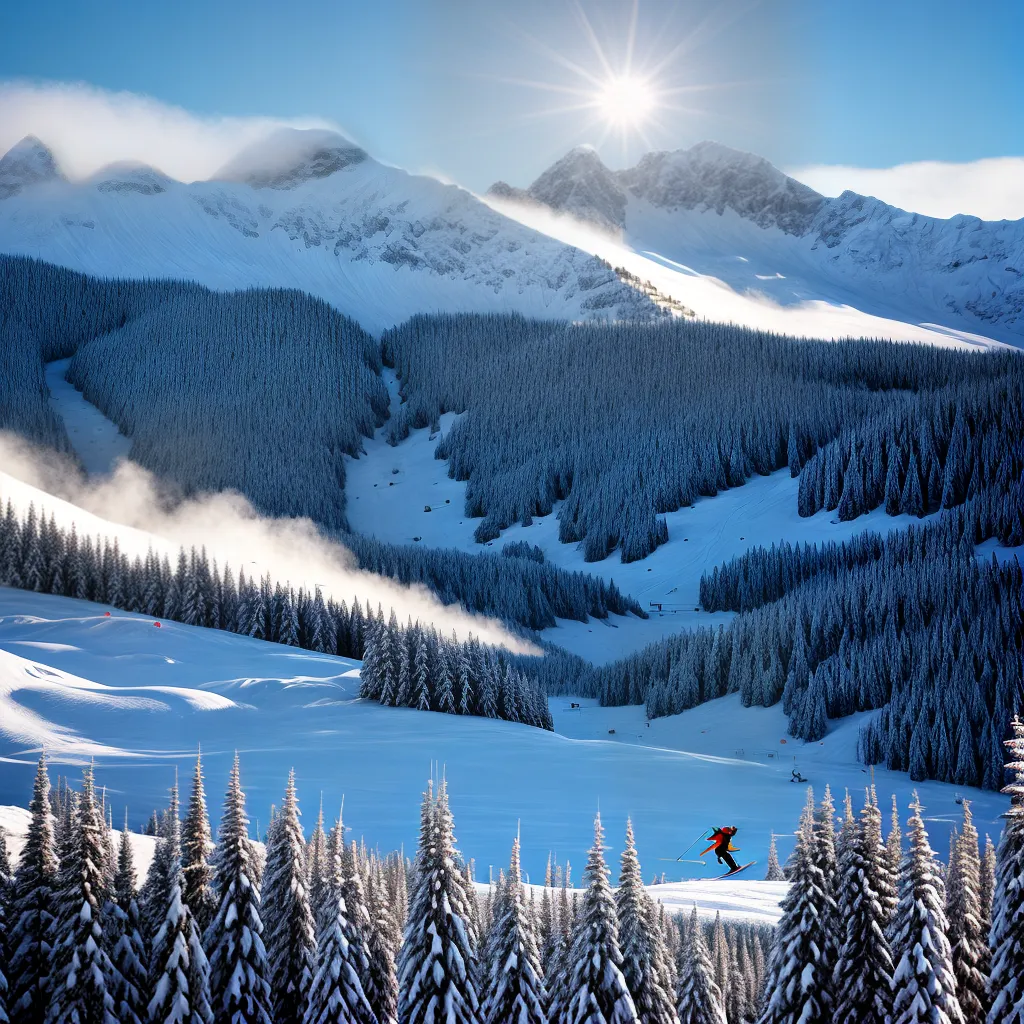 esportes inverno montanha esquiador paisagem