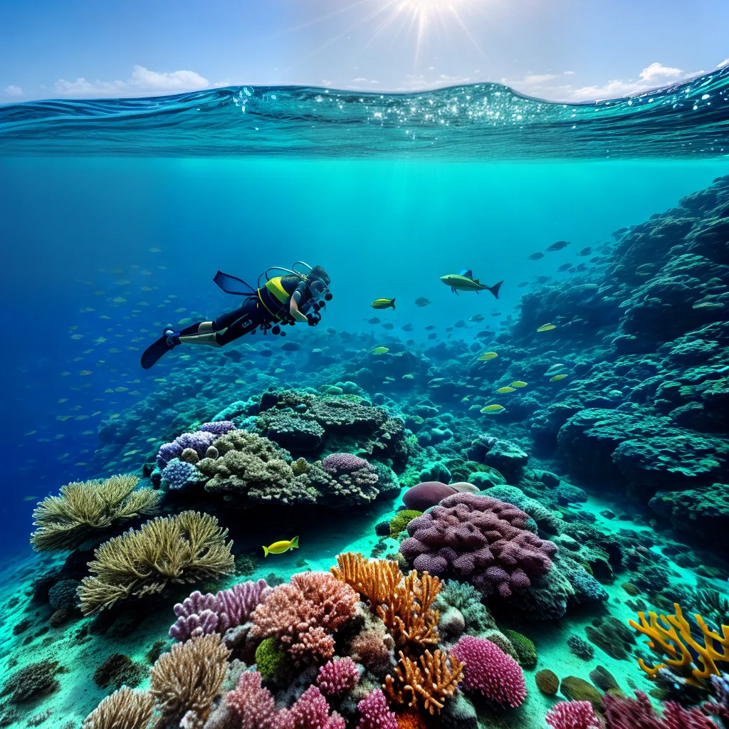recife coral peixes mergulhador subaquatico 2