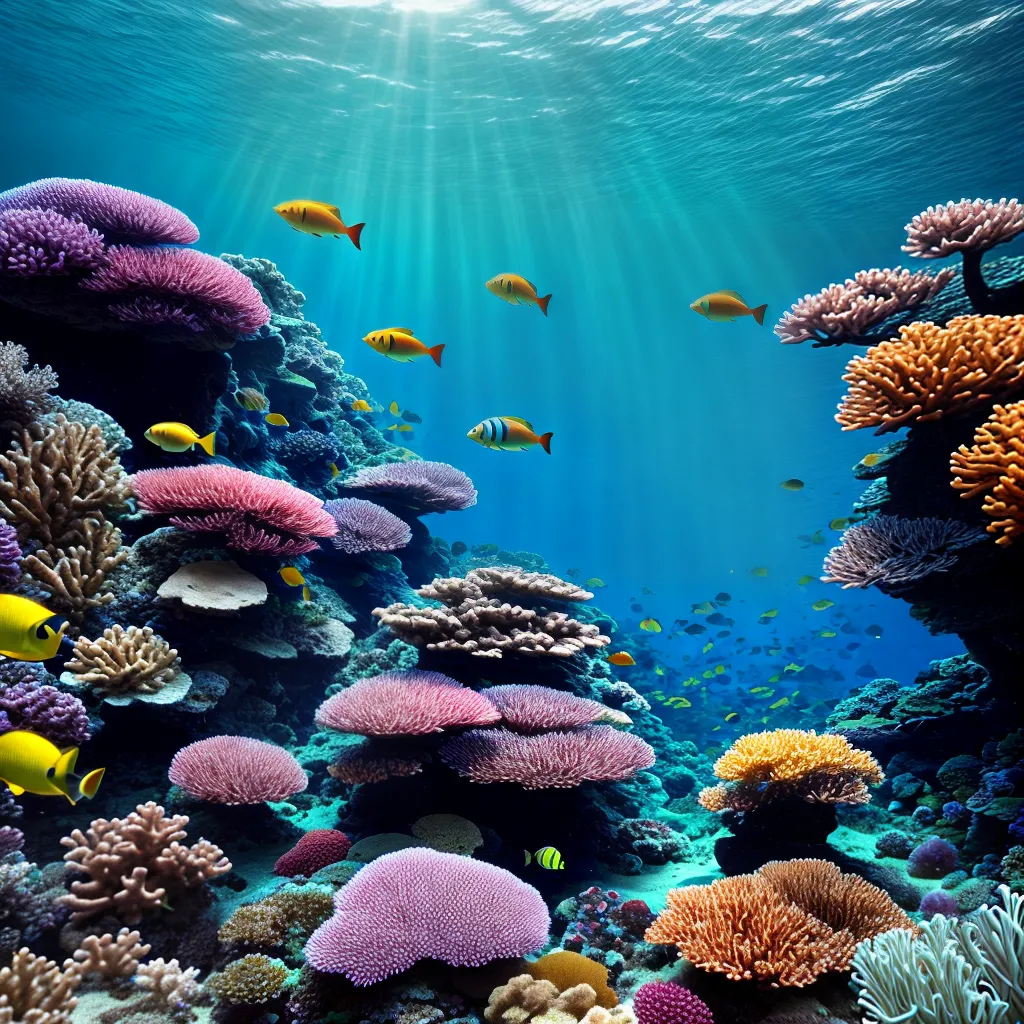 cenario subaquatico recife coral peixes coloridos