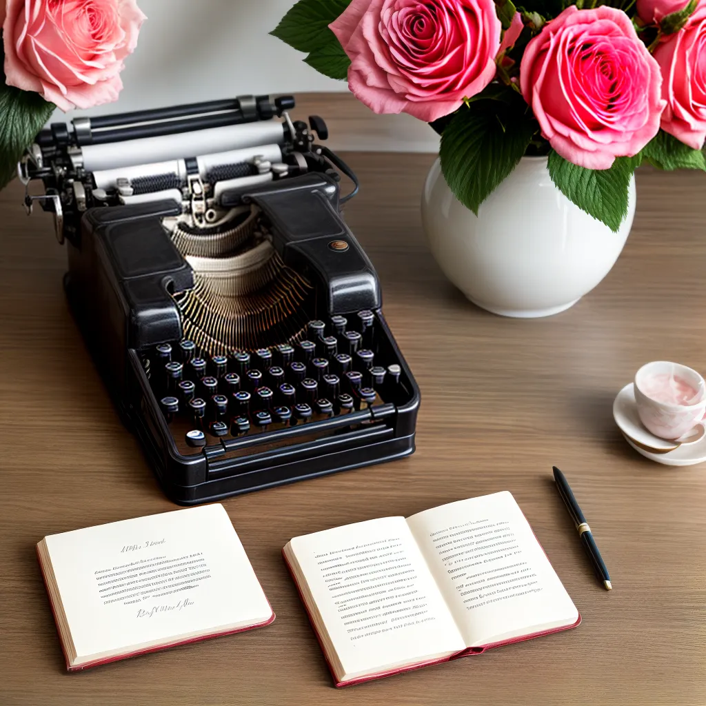 papel de parede vintage typewriter rosas romances