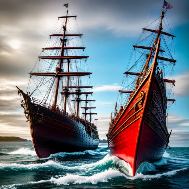 navio viking guerreros mar tempestade